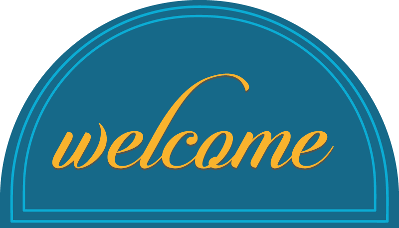 Vinyl tapijt ontvangst hal blauw welkomstontwerp - TenStickers