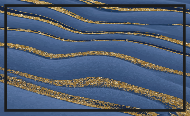 Blauwe en gouden golven marmeren vinyl tapijt - TenStickers