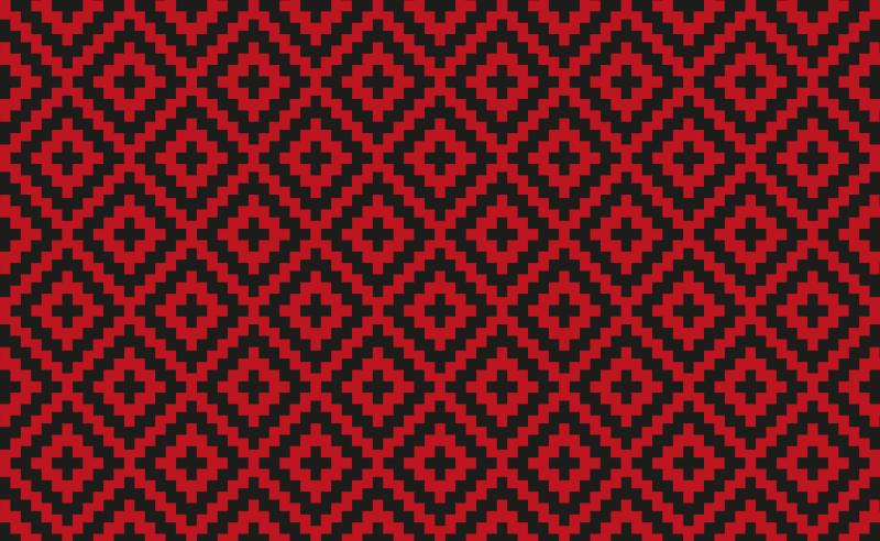 Rode gepatroneerde geometrie vinyl tapijt eetkamer - TenStickers