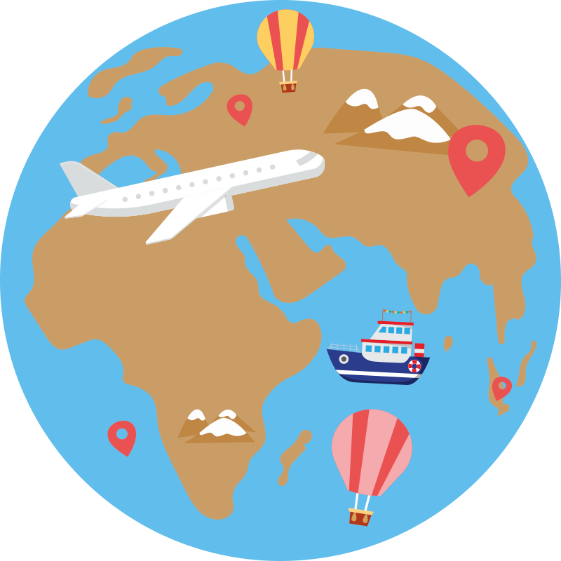 Reis geïnspireerd avontuur vinyl tapijt wereldkaart - TenStickers