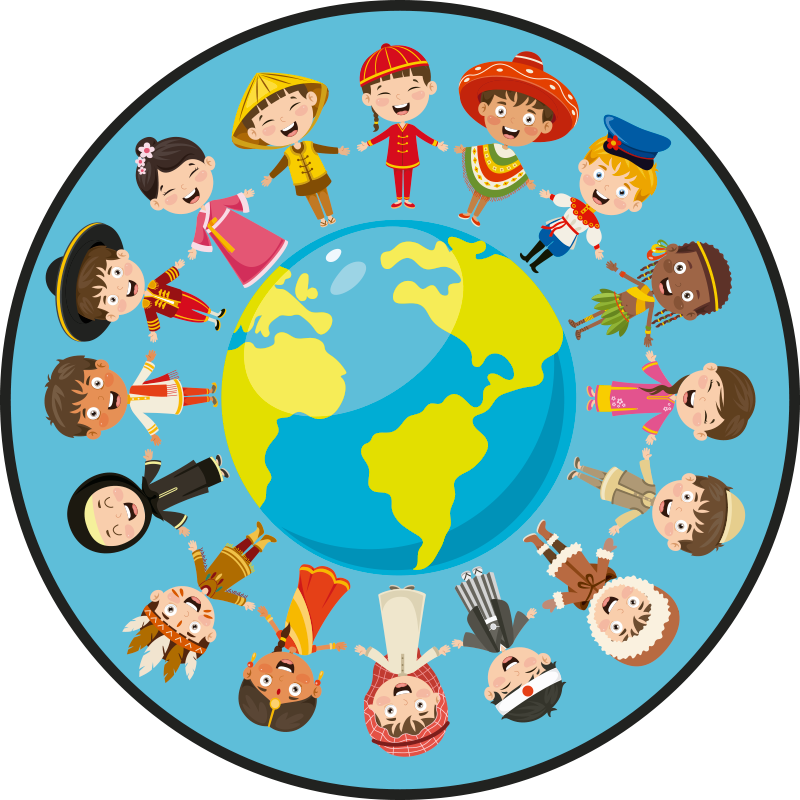 Culturele kinderpersonages vinyl tapijt tiener - TenStickers