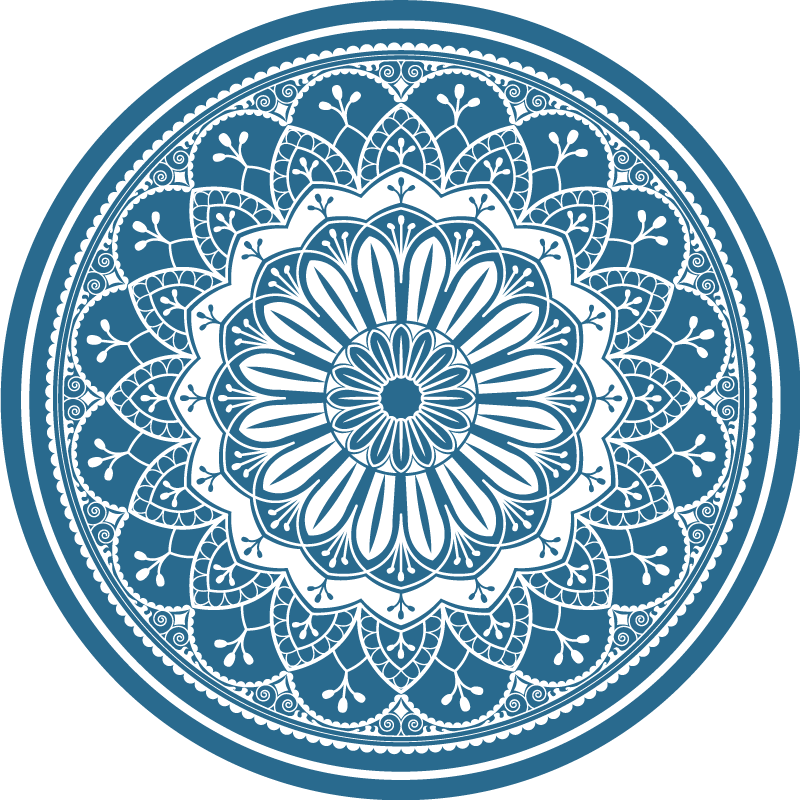 Vinyl tapijt mandala elegante blauwe mandala - TenStickers