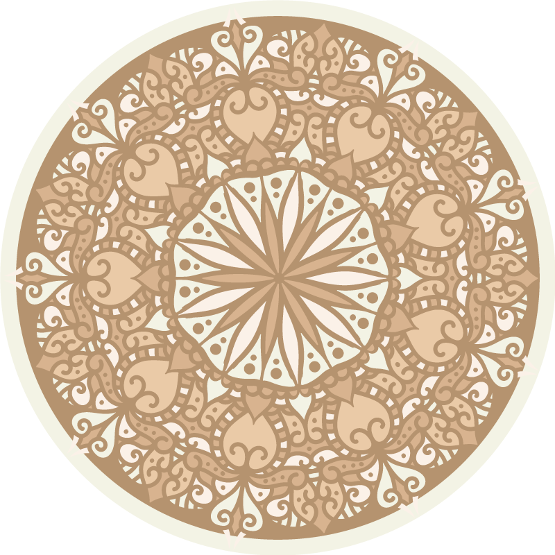 Beige stijlvol cirkelvormig ontwerp vinyl tapijt mandala - TenStickers