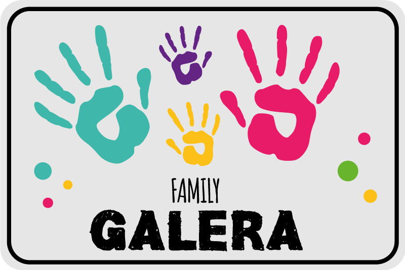 Handafdrukken met familienaam vinyl tapijt ontvangst hal - TenStickers