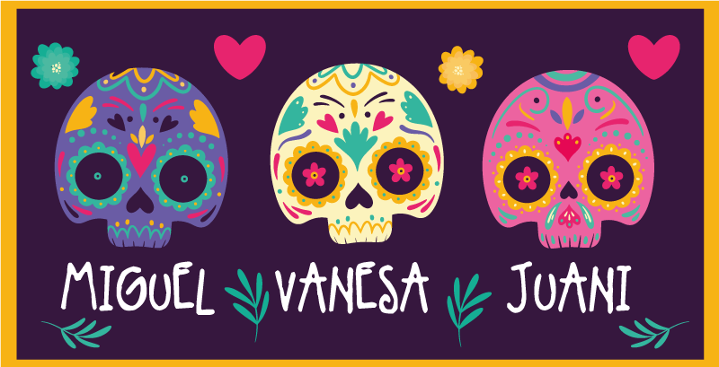 Vinyl tapijt ontvangst hal kleurrijke schedels - TenStickers