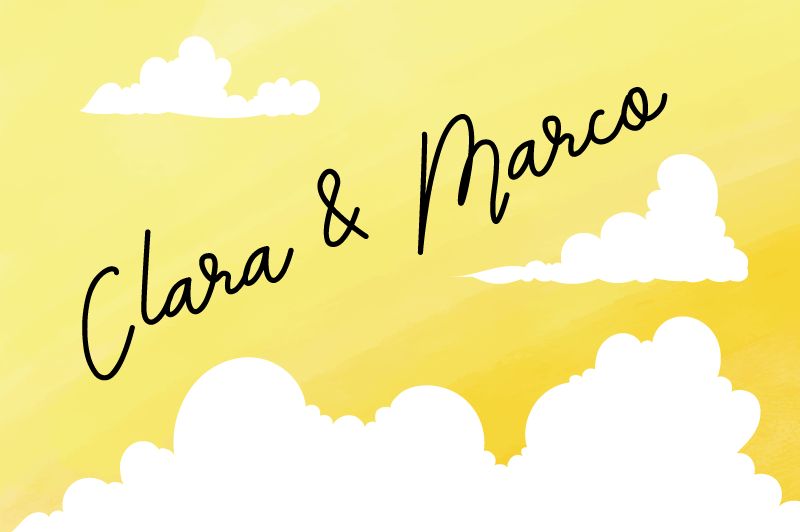 Bewolkt paar ontwerp vinyl tapijt met naam - TenStickers