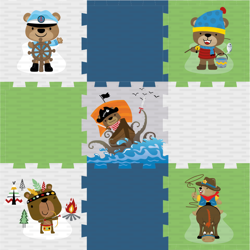 Schattig berenavontuur vinyl tapijt voor meer kinderen - TenStickers