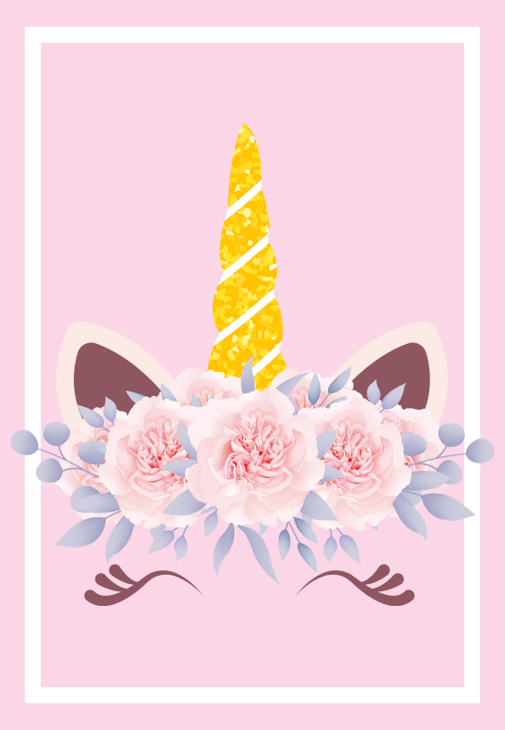 Eenhoorn bloemenmagie vinyl tapijt kind - TenStickers