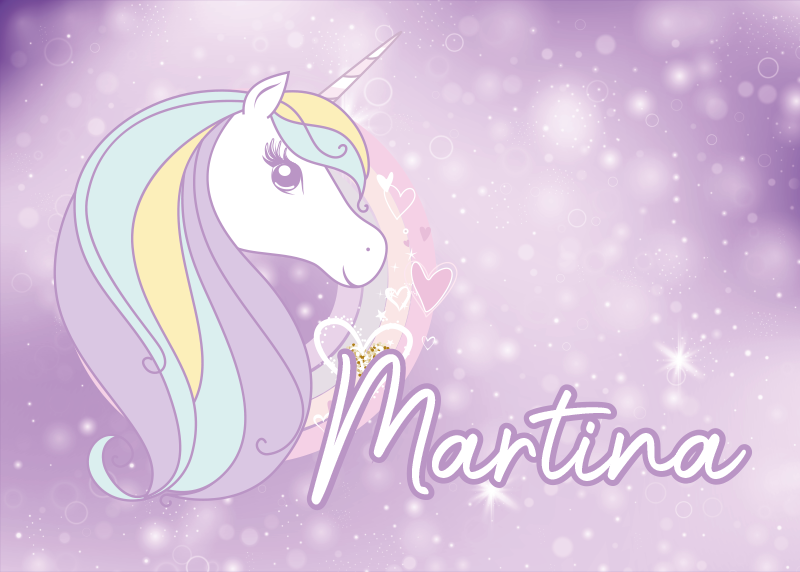 Vinyl tapijt met naam eenhoorn droomland - TenStickers