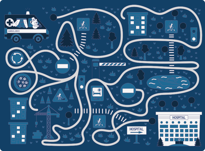 Blauwe stadskaart vinyl tapijt snelweg - TenStickers