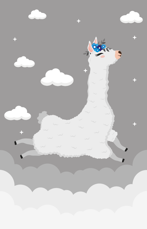 Levendige lama fantasie vinyl tapijt kind - TenStickers
