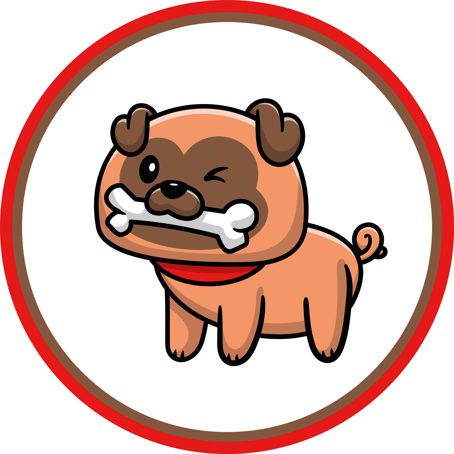 Bulldog met een bot dieren vinyl tapijt - TenStickers