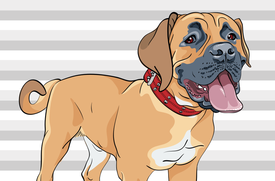 Hijgende mastiff illustratie dieren vinyl tapijt - TenStickers