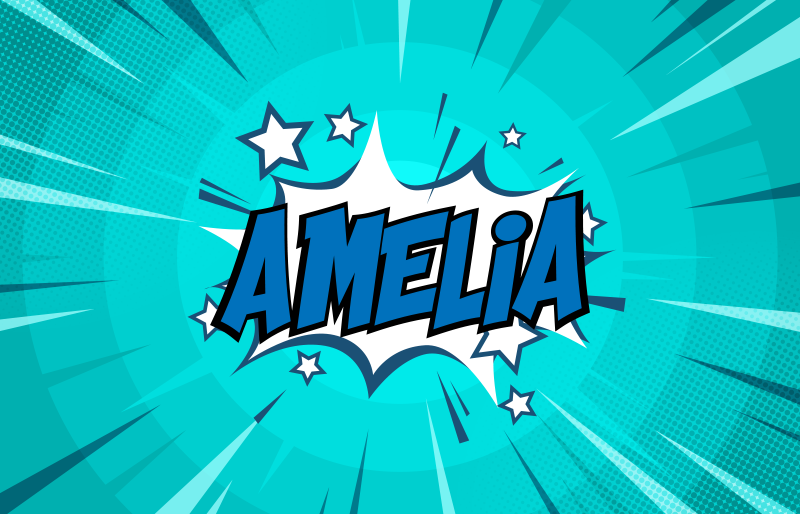 Naam in stripstijl vinyl tapijt tiener - TenStickers