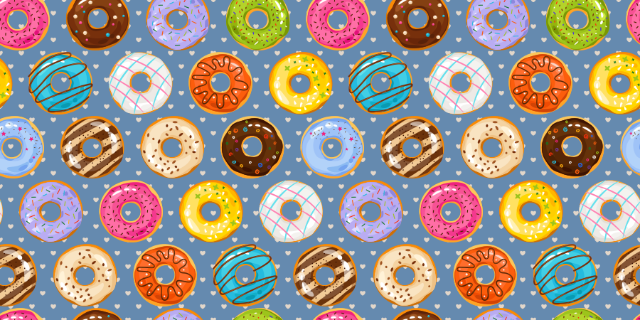 Levendig donutmotief vinyl vloerkleed keuken - TenStickers