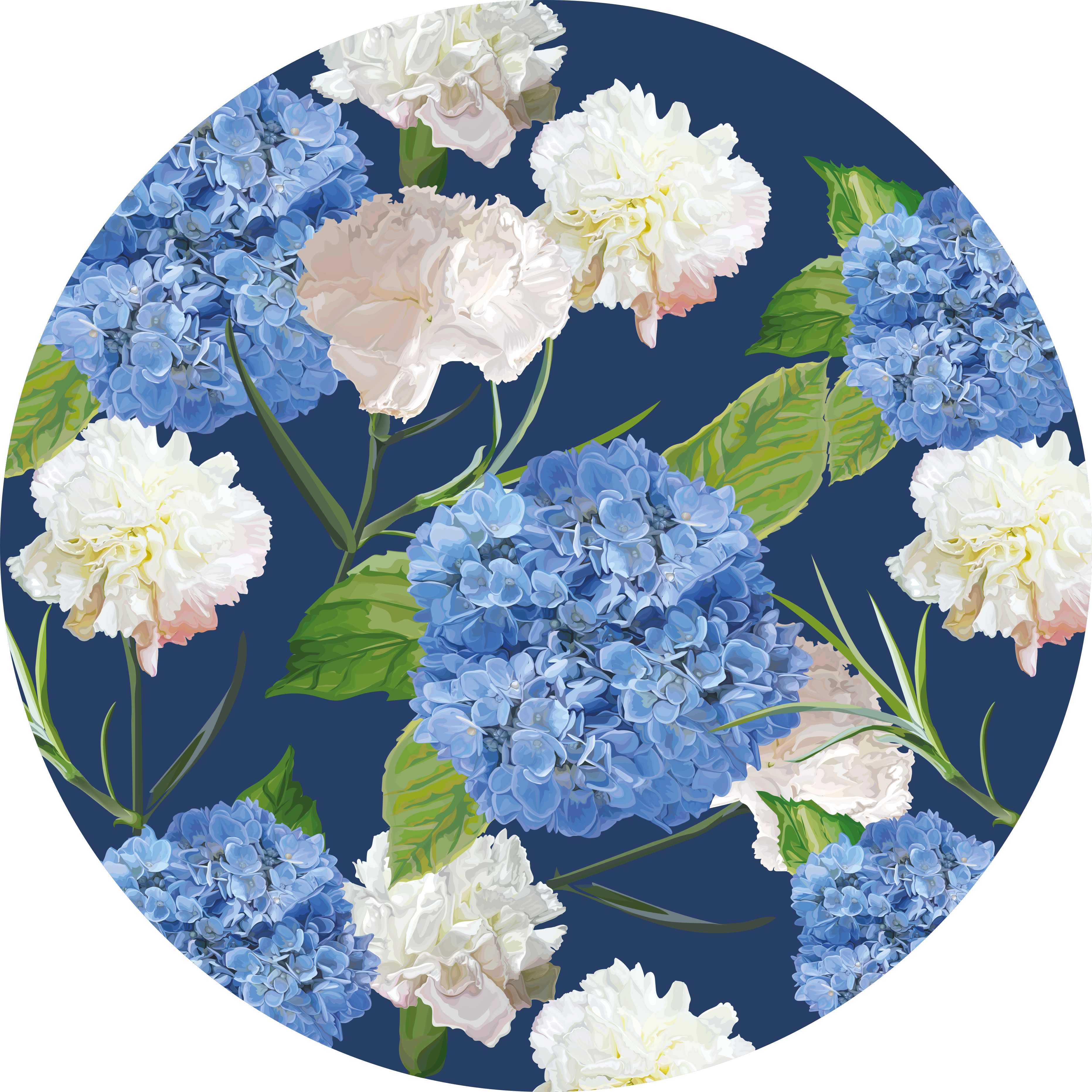 Hortensia patroon vinyl tapijt bloemen en planten - TenStickers