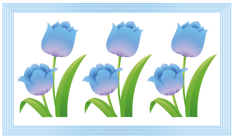 Blauwe tulpendisplay vinyl tapijt bloemen en planten - TenStickers