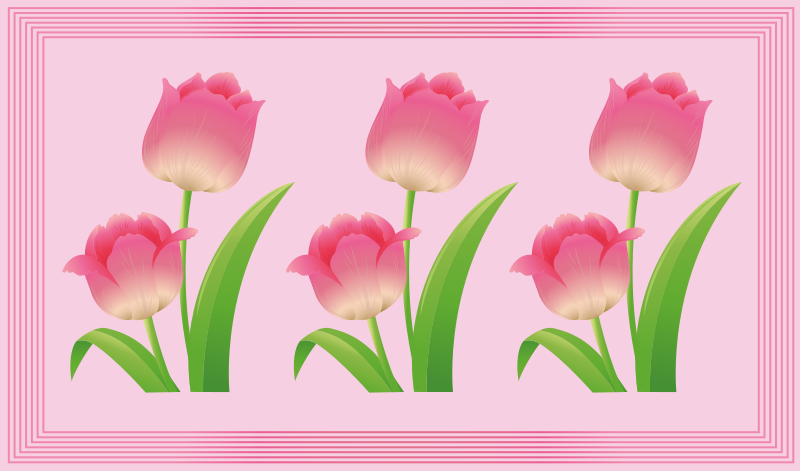 Roze tulpendisplay vinyl tapijt bloemen en planten - TenStickers