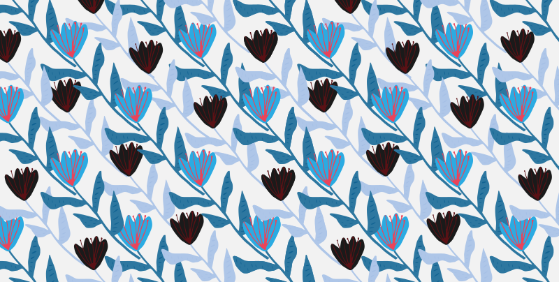 Botanische bladschikking vinyl tapijt bloemen en planten - TenStickers