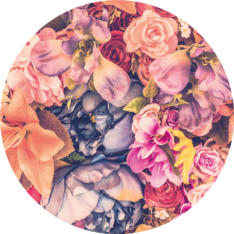 Bloemig rond arrangement vinyl tapijt bloemen en planten - TenStickers