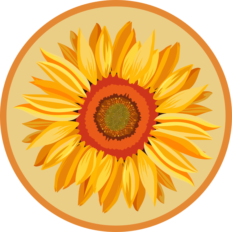 Zonnebloem rond vinyl tapijt bloemen en planten - TenStickers