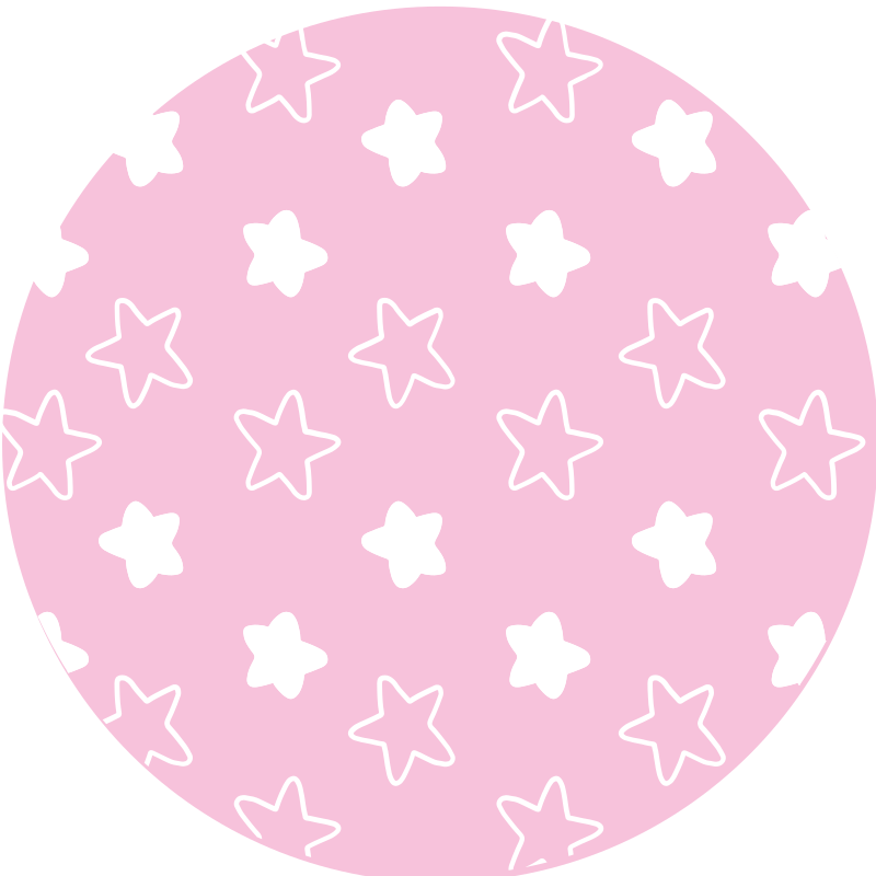 Roze sterrenpatroon vinyl vloerkleed rond - TenStickers