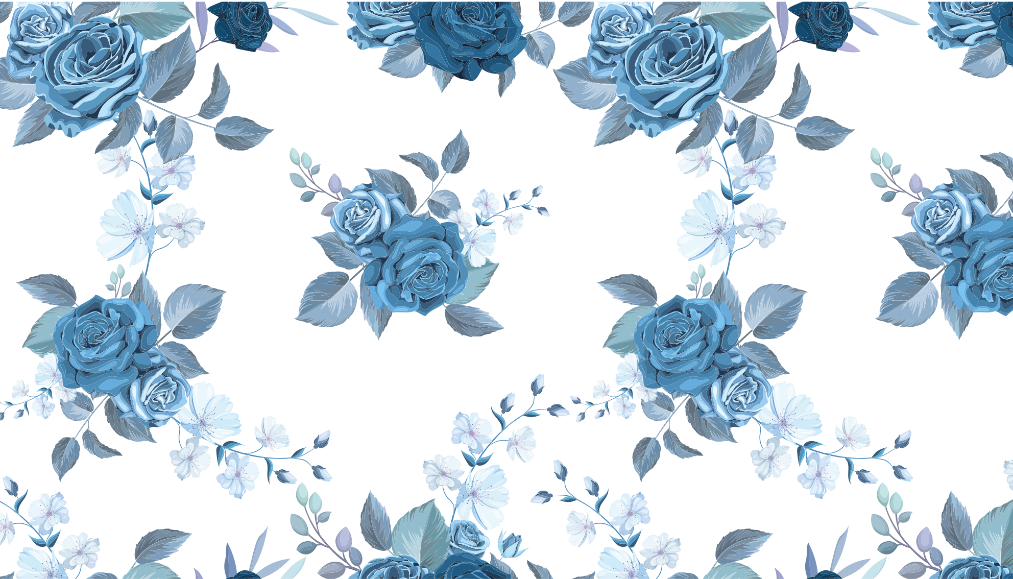 Blauw bloemstuk vinyl tapijt bloemen en planten - TenStickers