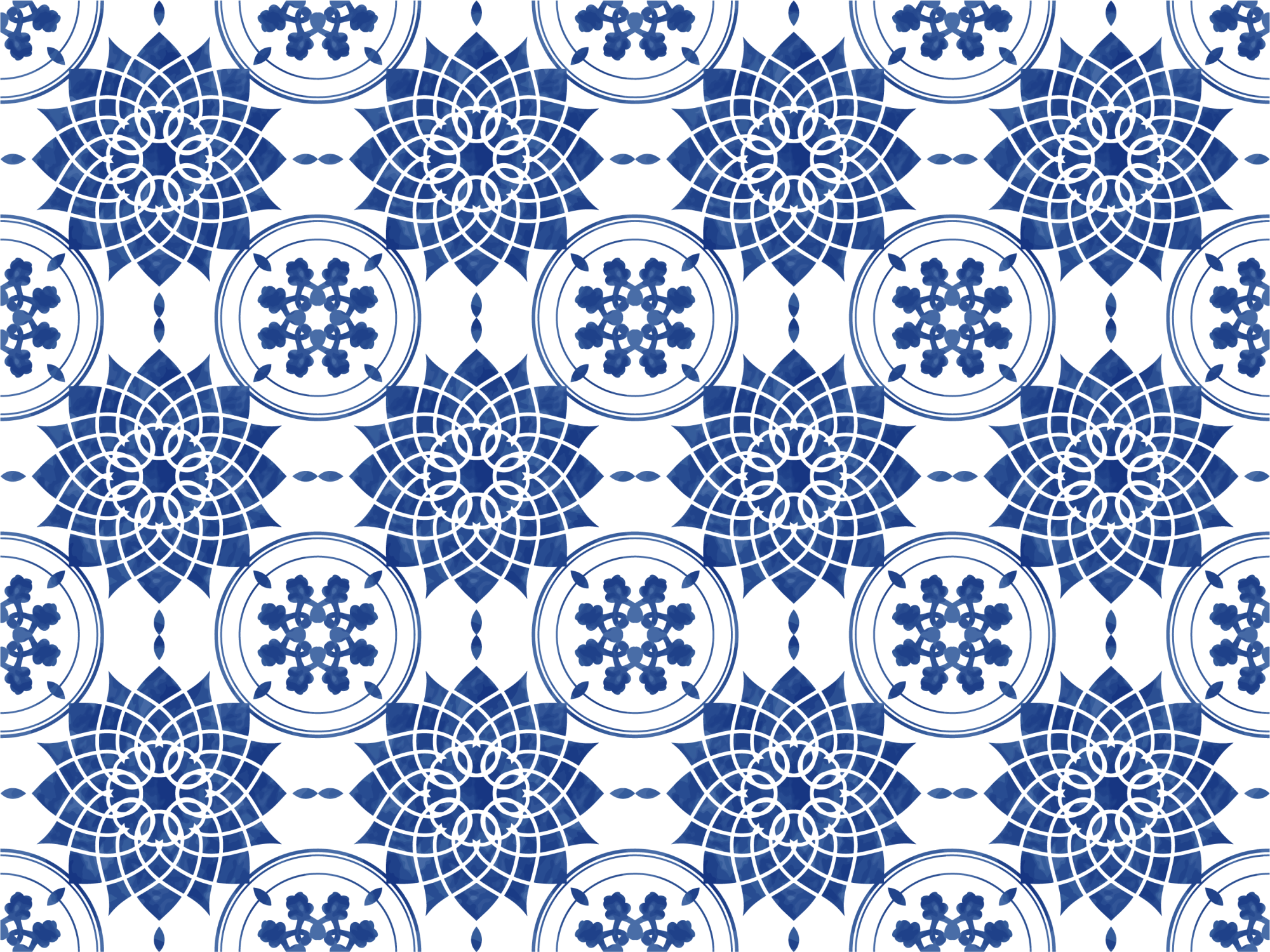 Ingewikkelde blauwe motieven vinyl tapijt mandala - TenStickers