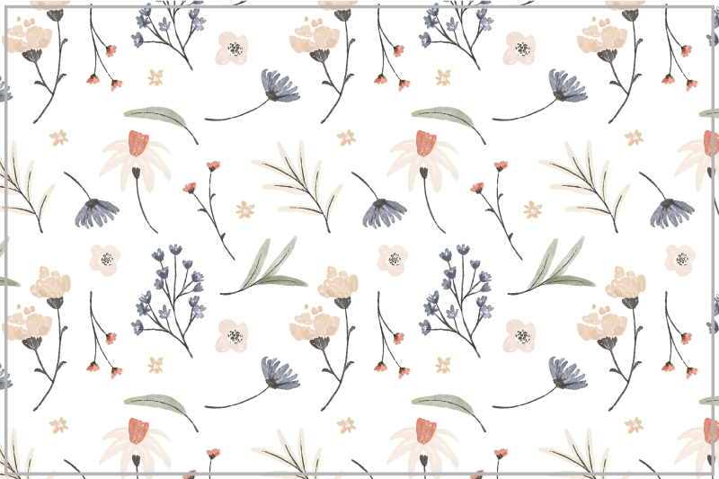 Bloemig botanisch element vinyl tapijt woonkamer - TenStickers