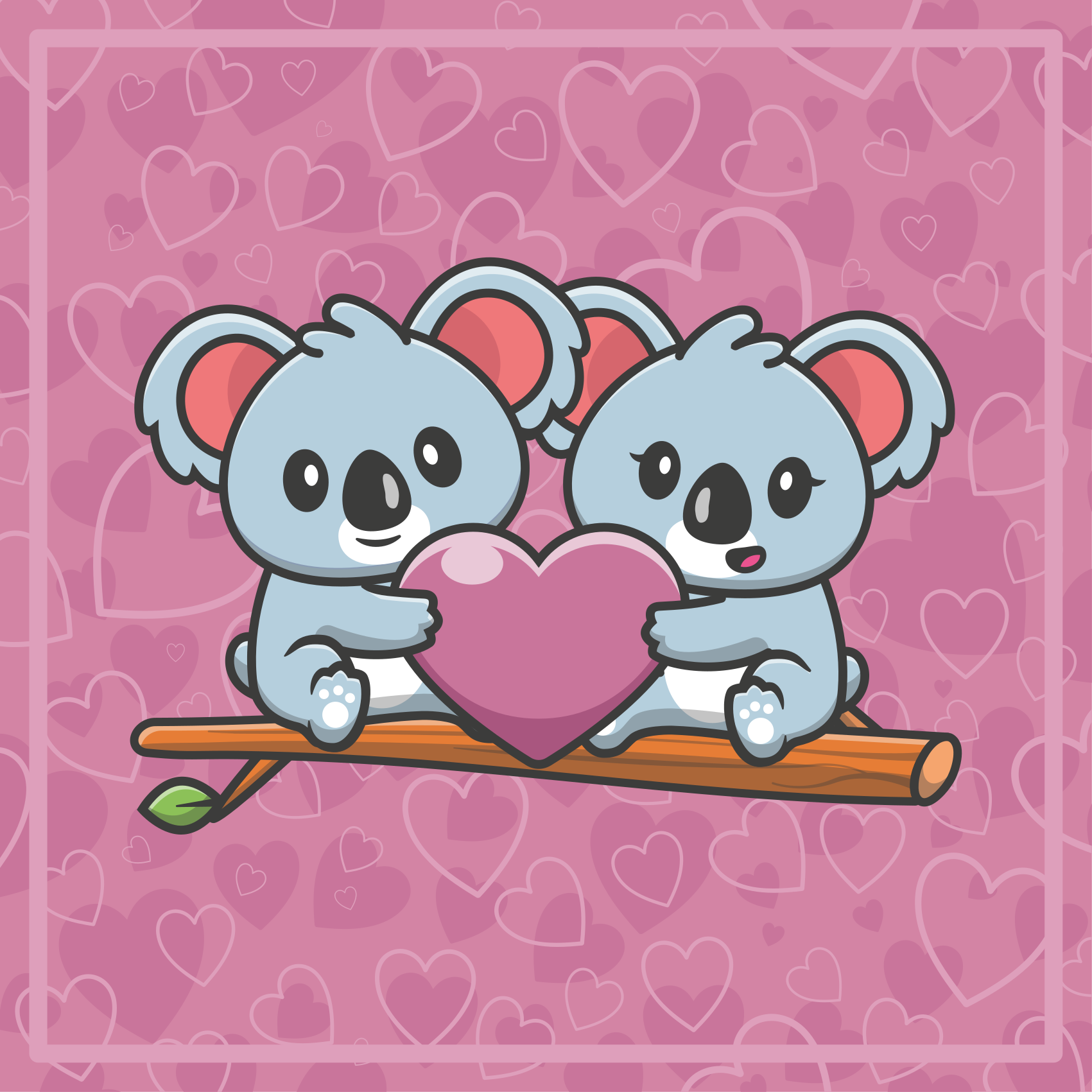 Koala liefdeshart vinyl tapijt kind - TenStickers