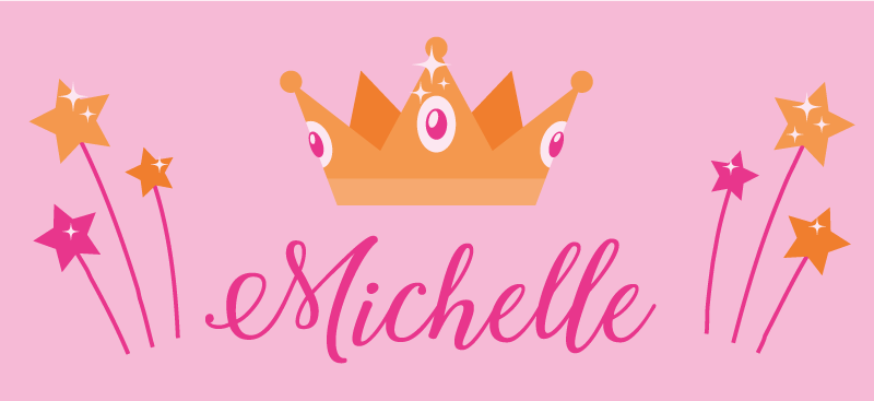 Vinyl tapijt voor meer kinderen met naam op wand en kroon - TenStickers