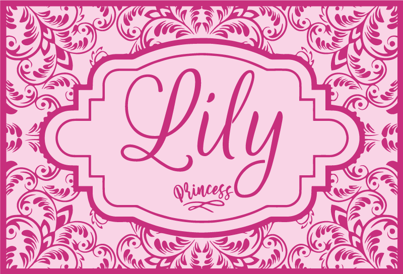 Prinses bloemmotief vinyl tapijt met naam - TenStickers