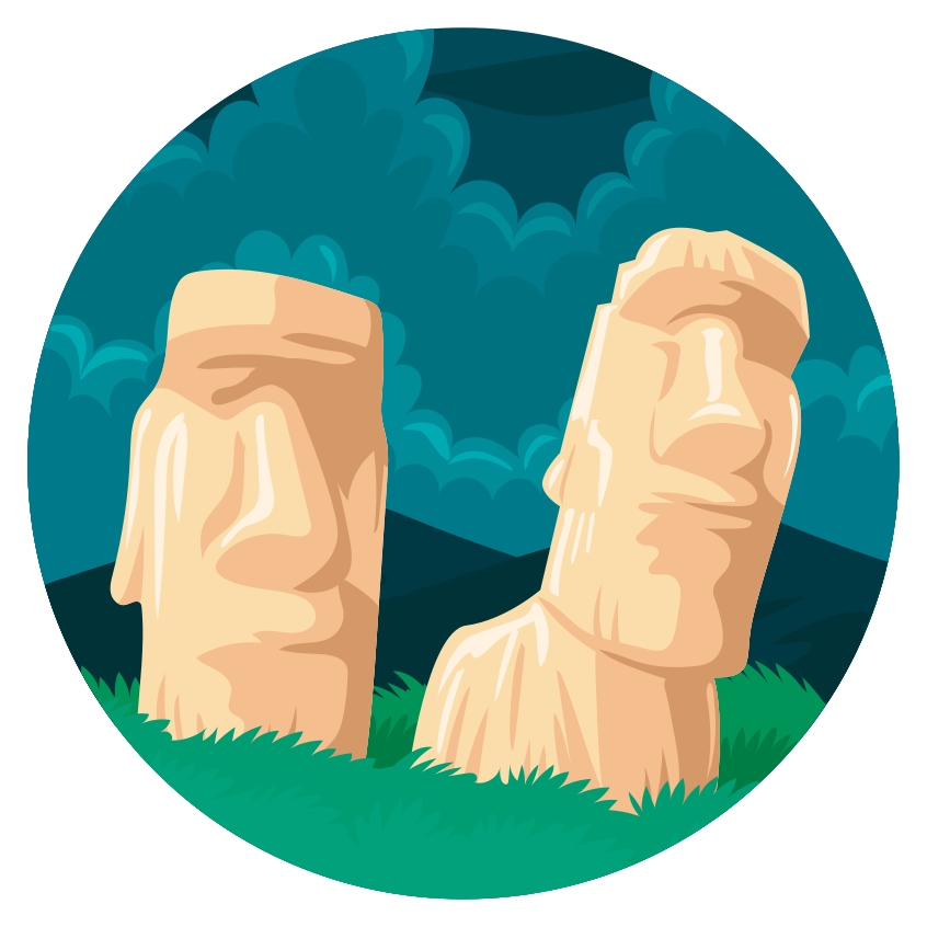 Moai-beelden silhouet vinyl tapijt wereldkaart - TenStickers