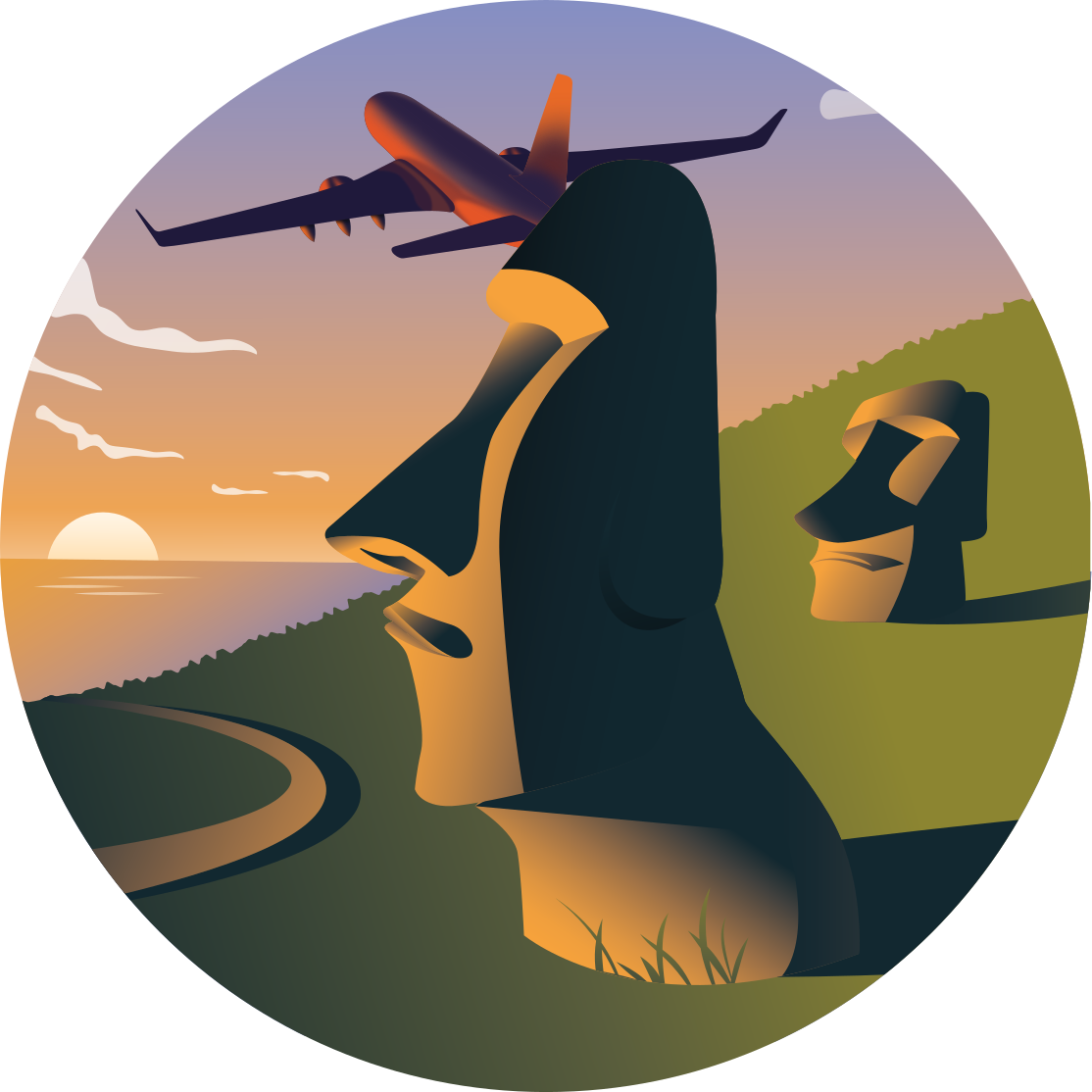 Zonsondergang op paaseiland vinyl vloerkleed rond - TenStickers