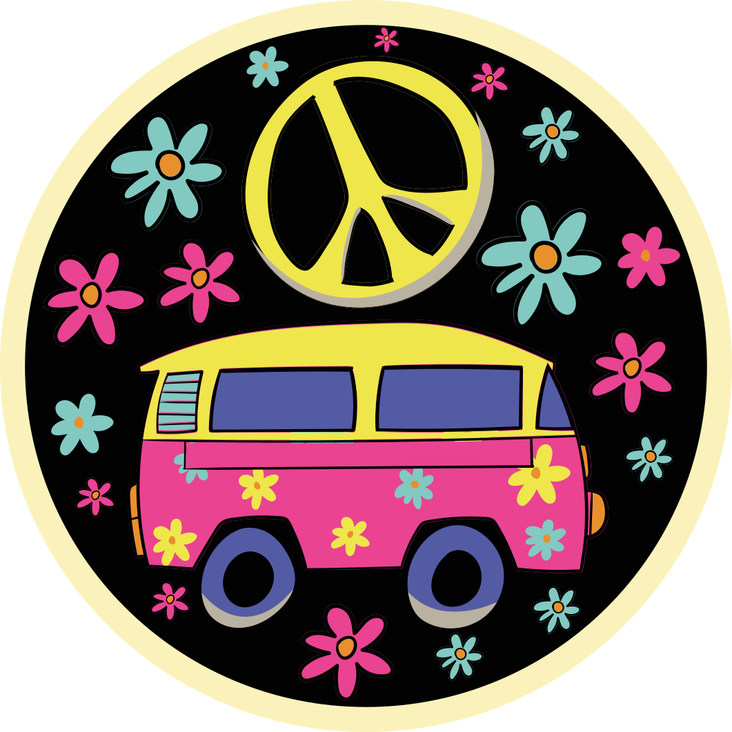 Flower power busje vinyl tapijt voor meer kinderen - TenStickers