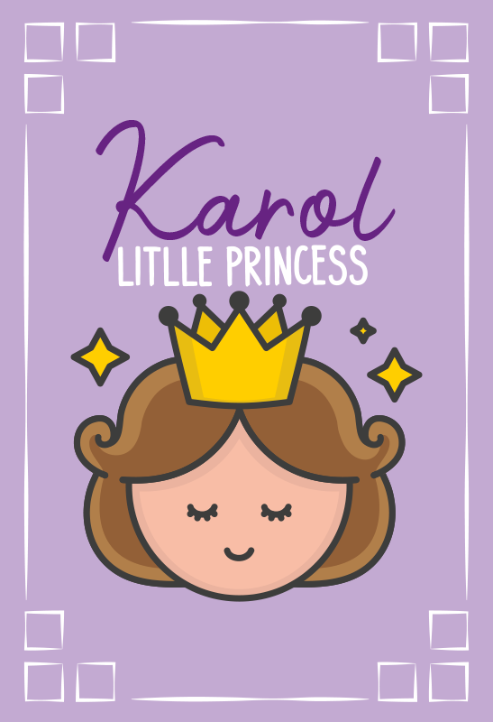 Thema kleine prinses vinyl tapijt met naam - TenStickers