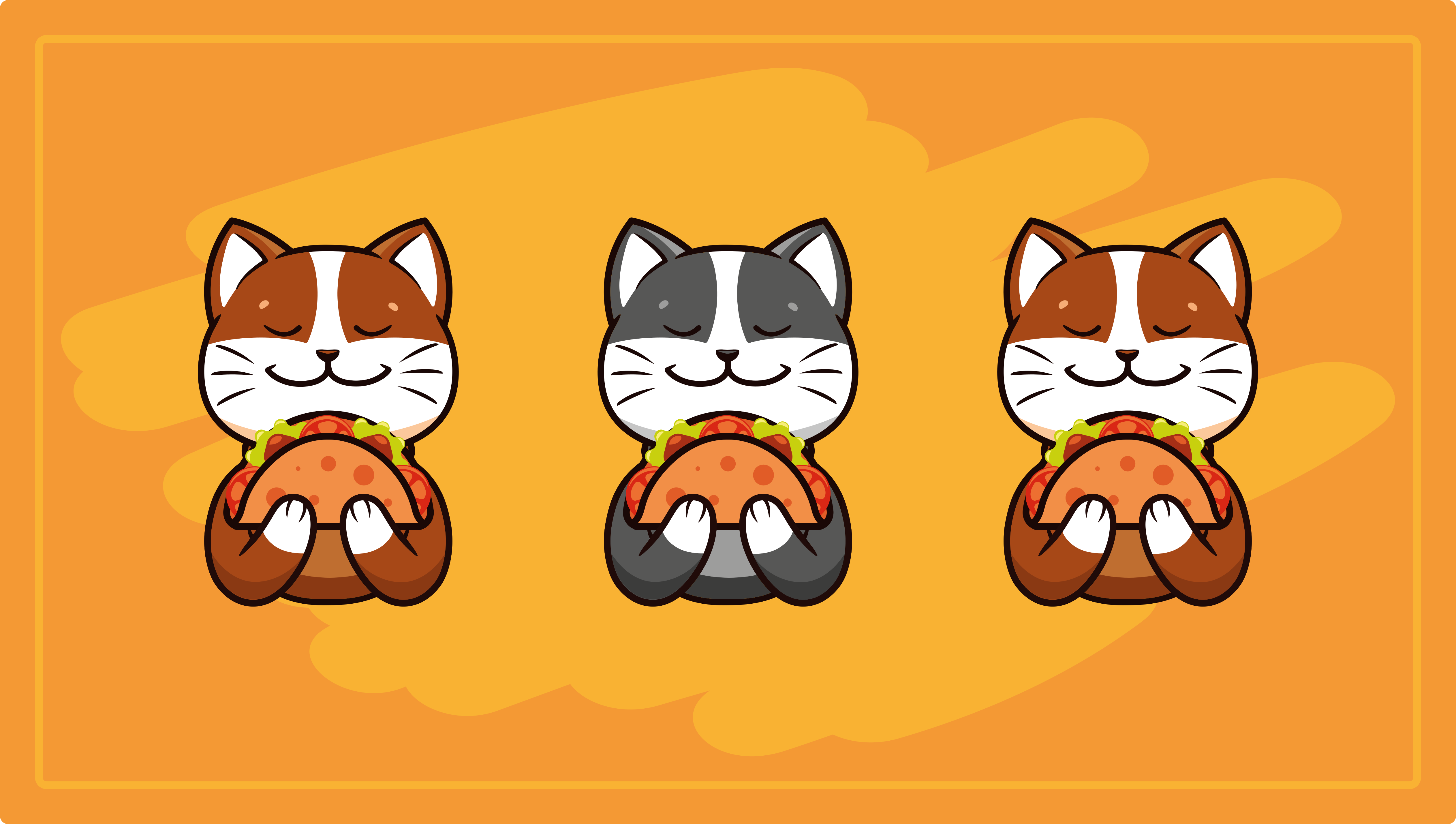 Blij katten trio vinyl tapijt voor meer kinderen - TenStickers