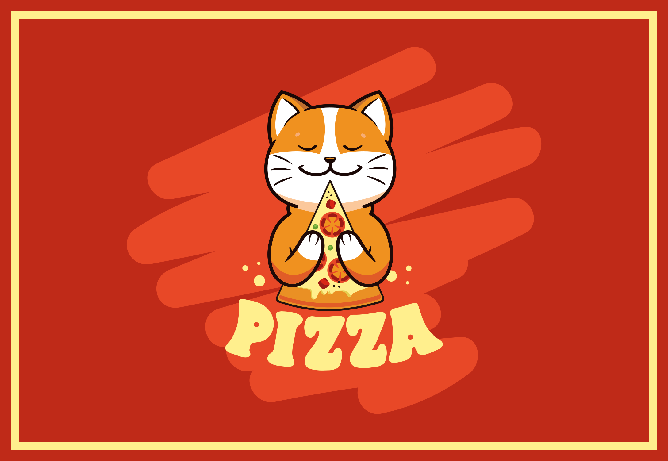 Schattige kat met pizza vinyl vloerkleed keuken - TenStickers