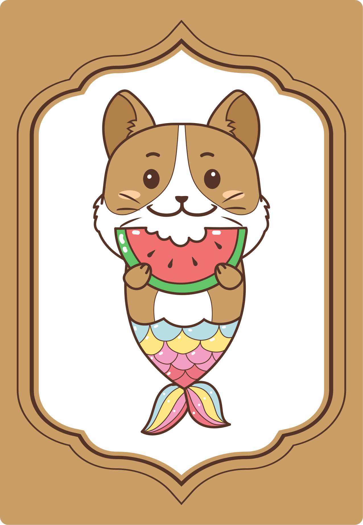 Schattig zeemeerminkarakter dieren vinyl tapijt - TenStickers