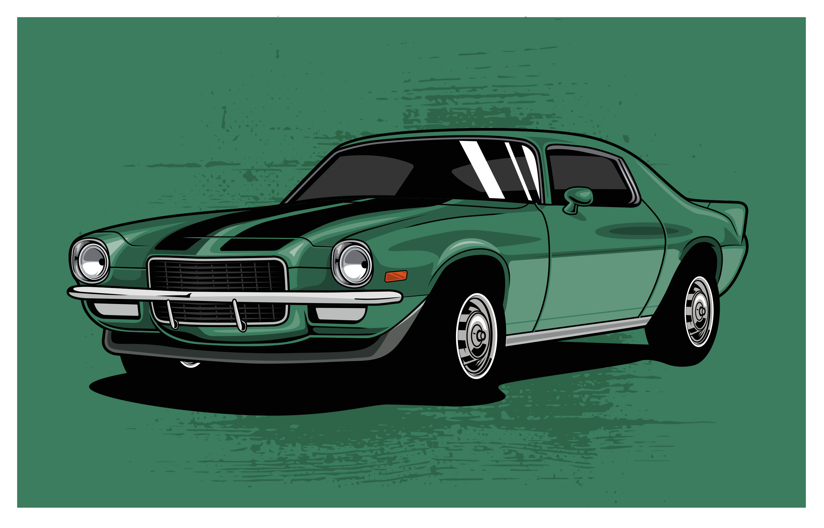 Klassieke auto weergave vinyl tapijt snelweg - TenStickers