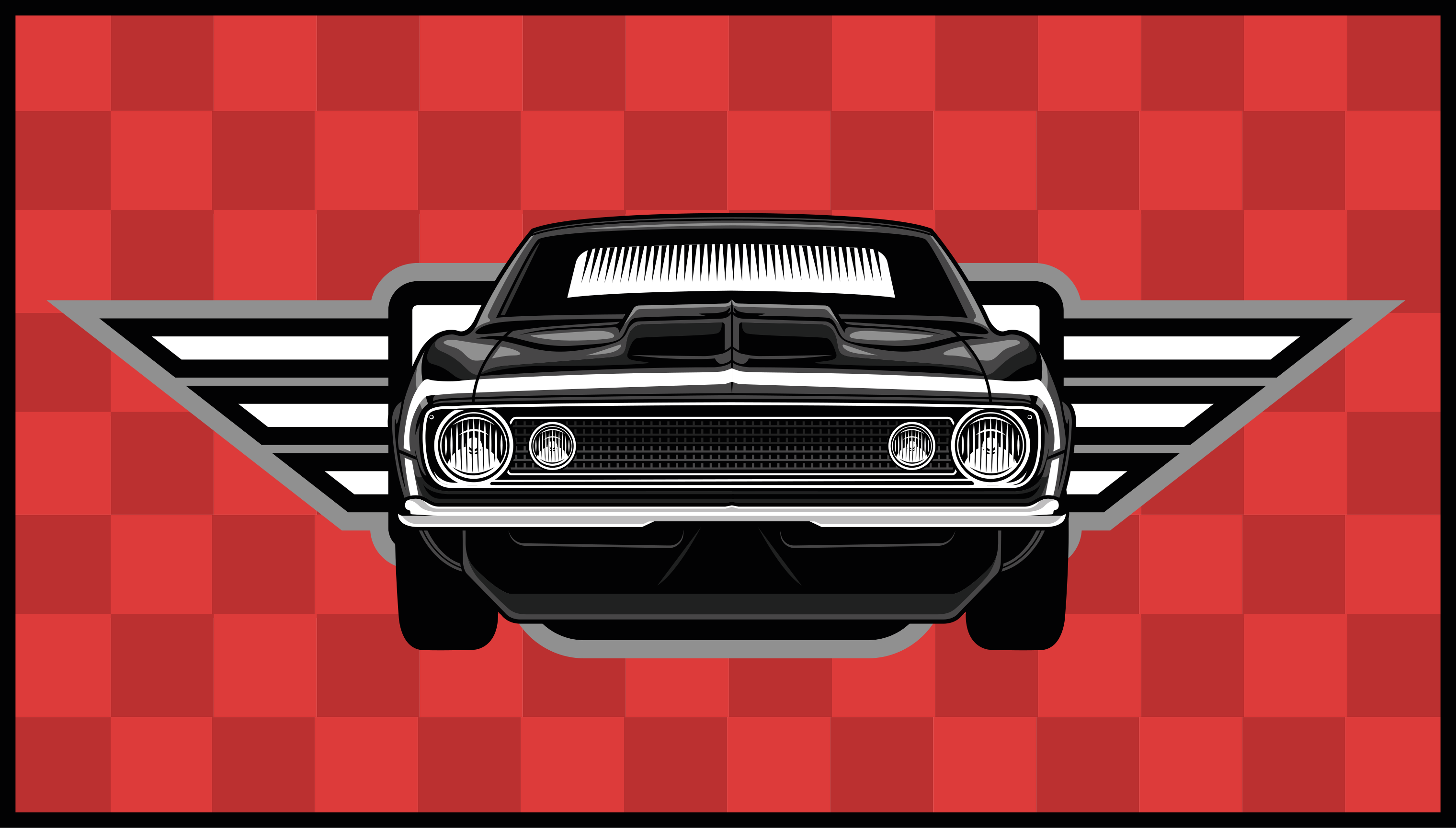 Geblokte muscle car vinyl tapijt voor meer kinderen - TenStickers