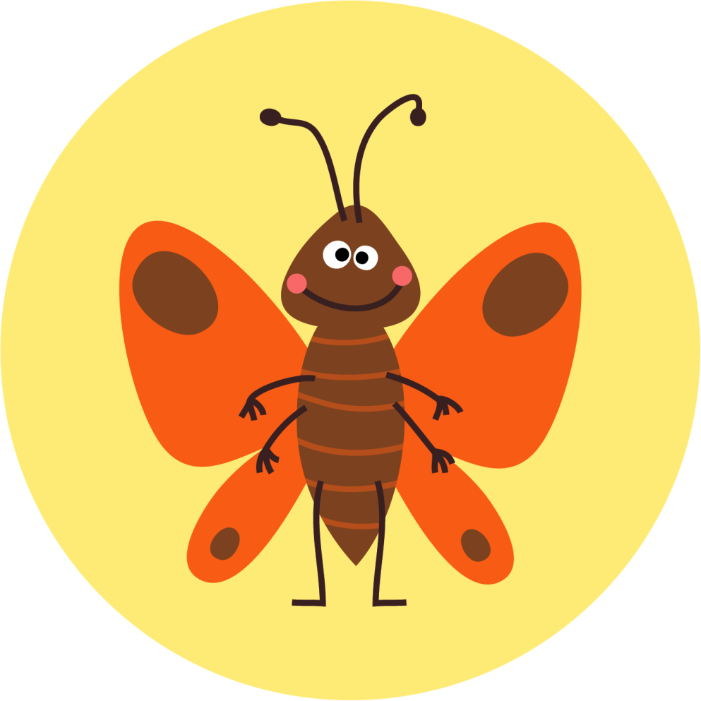 Vrolijk vlinderkarakter vinyl tapijt kind - TenStickers