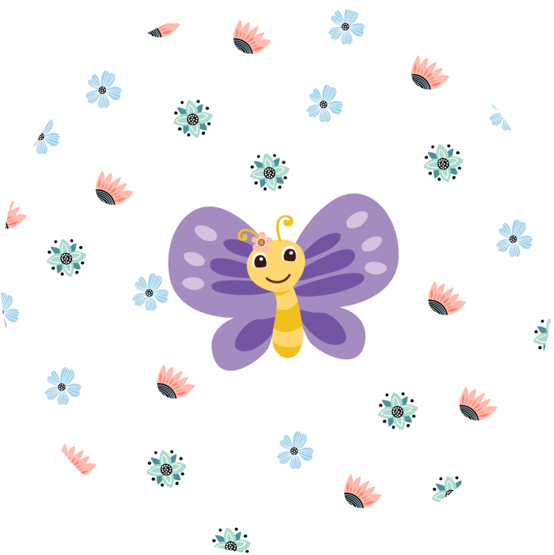 Paars vlinderontwerp vinyl tapijt kind - TenStickers