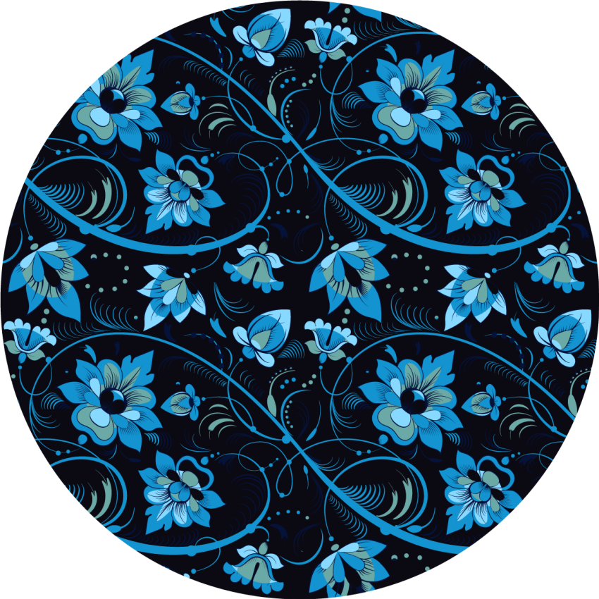 Bloemig blauw patroon vinyl tapijt bloemen en planten - TenStickers