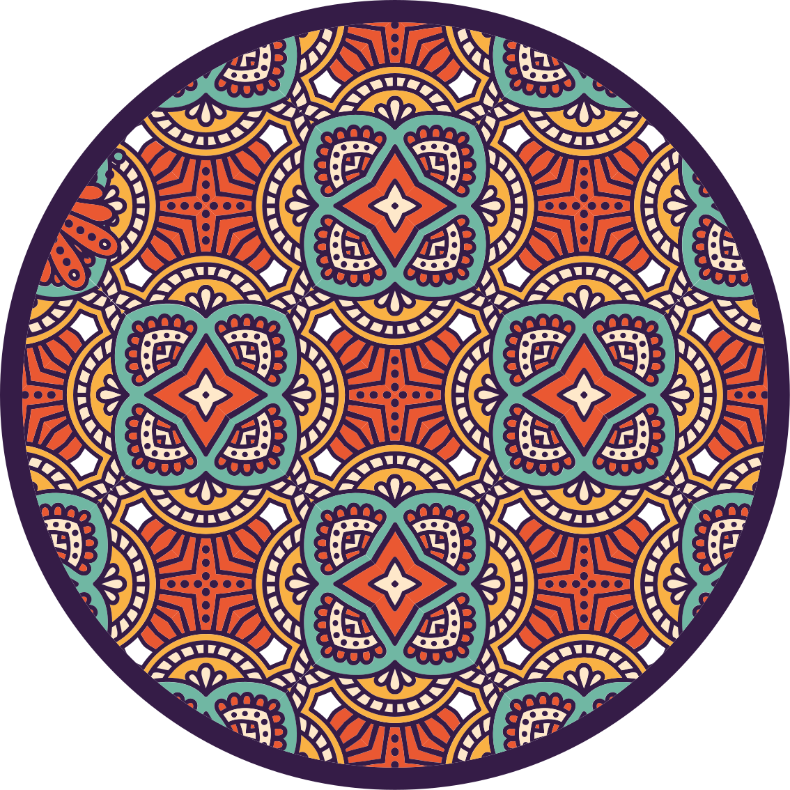 Kleurrijke geometrische harmonie vinyl tapijt mandala - TenStickers