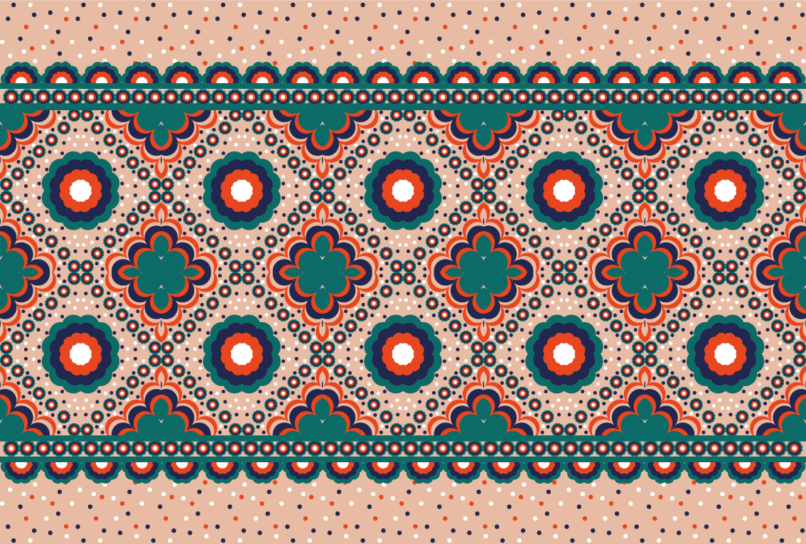 Gedurfd bloemenmotief etnisch vinyl tapijt - TenStickers