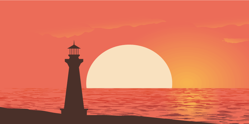 Uitzicht op de zonsondergang aan de kust vinyl tapijt natuur - TenStickers