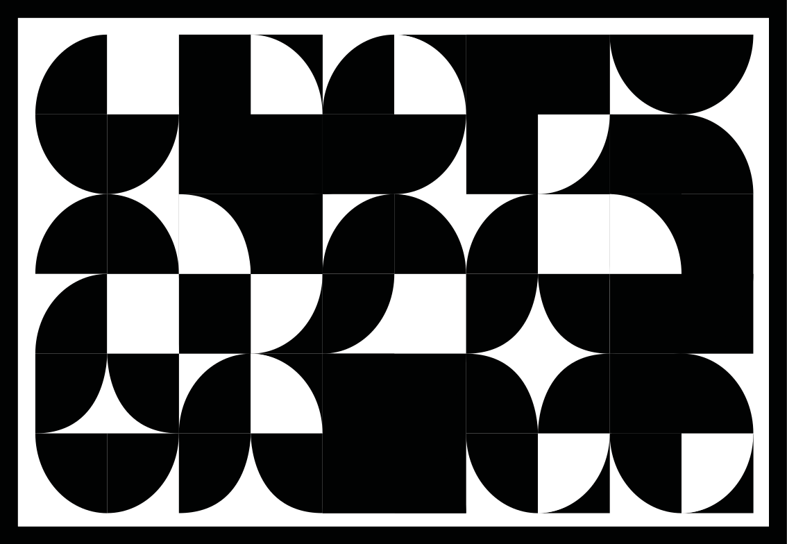 Gebogen zwarte vormen vinyl tapijt geometrisch - TenStickers