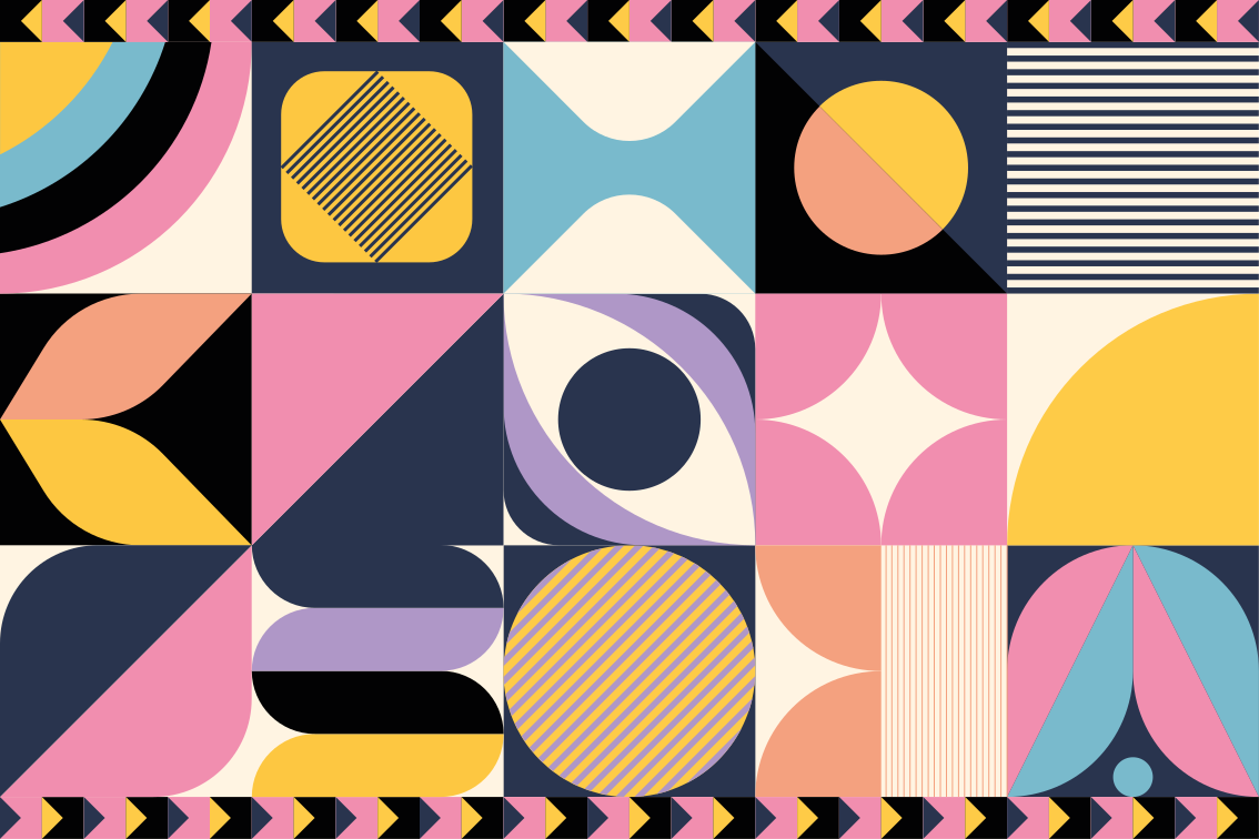 Vinyl tapijt geometrisch kleursegmenten - TenStickers