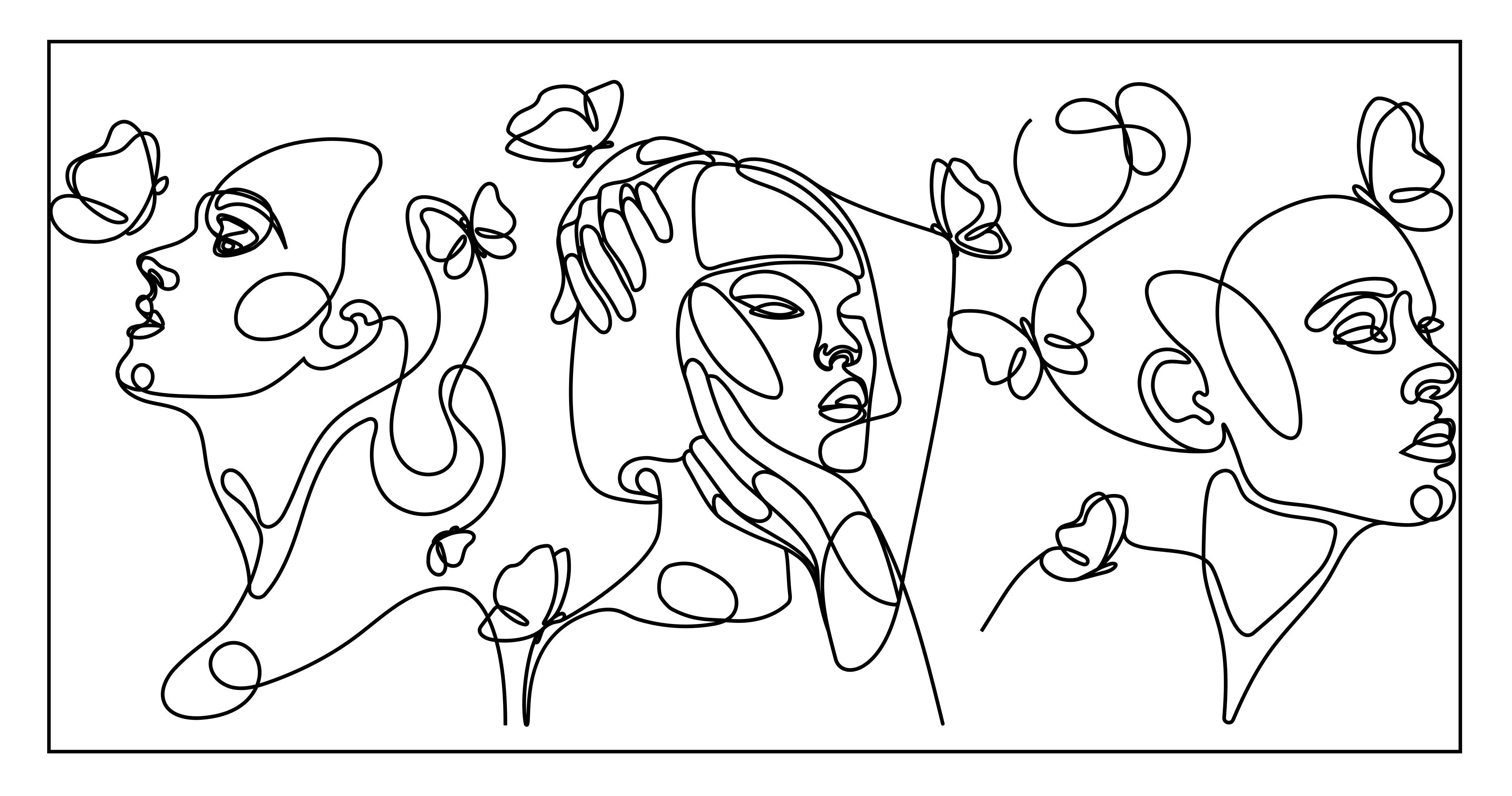 Buitengewone kunstgezichten vinyl tapijt modern - TenStickers